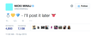 Nicki-Minaj-Tweets-Diamond-Ring-Emoji